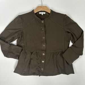 Grace & Lace Women’s Top Medium Olive Green Baby Doll Ruffles Long Sleeve Pocket